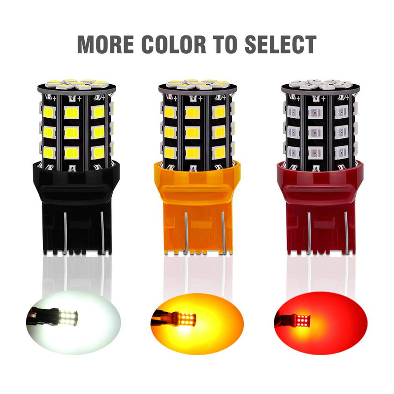 7443 7440 T20 992 7441 7444 W21W LED Bulbs Brilliant Red, 12-24V Super Bright 800 Lumens Replacement for Tail Brake Lights, Turn Signal Lights, Parking Light (Pack of 4) 7443/7440