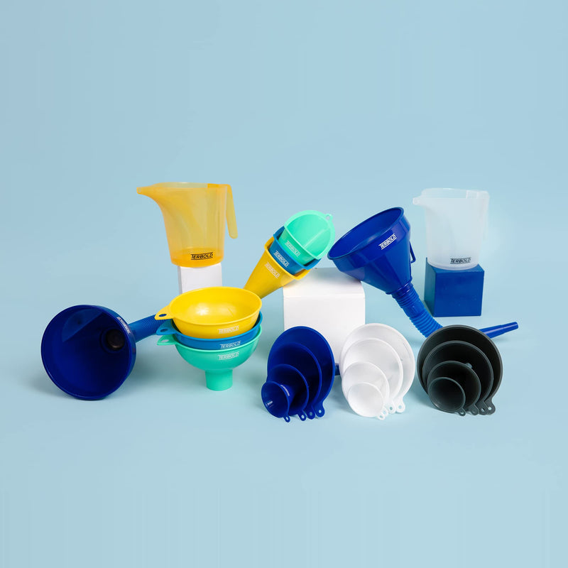 Automotive Flex Funnel with Hose | Wide Mouth Flexible Oil Funnel for Automotive Use - Gas, Transmission Fluid, Car Fuel, Oil Change (Blue) Blue
