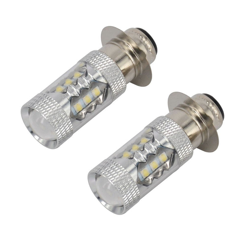 2Pcs 80W Super White LED Bulbs P15D H6M for ATVS YFM350 400 450 660 700 Raptor Blaster 200 350 YFZ 450 TRX 400EX LTZ400