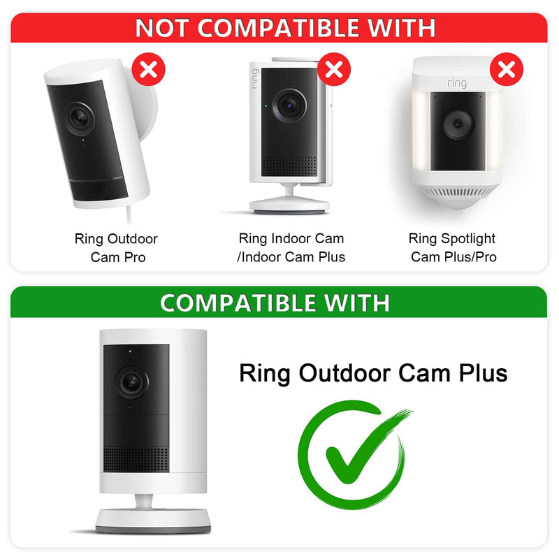 3 Pack No Drill Camera Mount for Ring Outdoor Cam Plus, Easy Installation Mounting Camera Holder with Strong Adhesive Tape or Screws, White Wall Mount for Ring Outdoor Camera