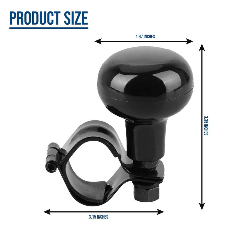 Zento Deals Classic Black Universal Fit Vehicle Steering Wheel Suicide Spinner Premium Quality Power Handles (Black 1) black 1
