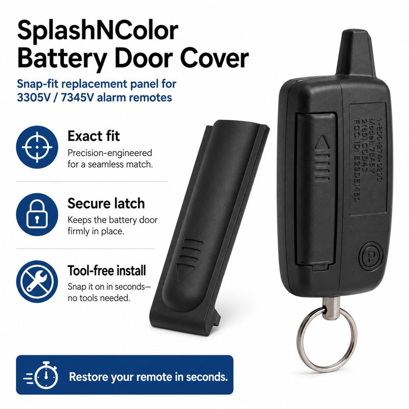 Battery Door Cover for Viper 3305V 7345V Alarm Remote – Snap-Fit Replacement Lid | Secure Latch Closure | Key Fob Back Panel for Car Security Systems