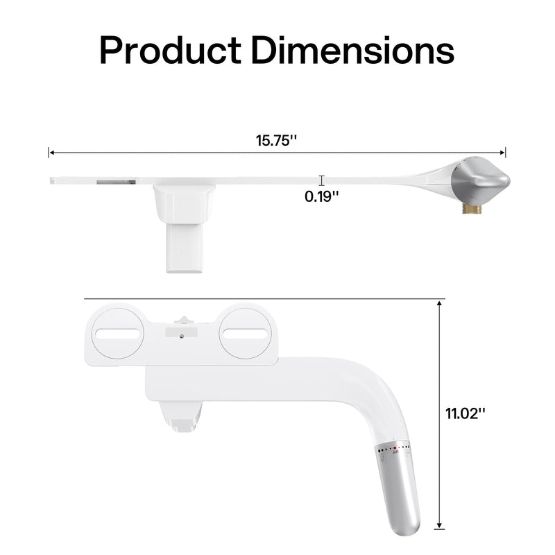 hansrapo Left-Hand Bidet Attachment – Left Side Control for Tight Bathroom Spaces, Non-Electric, Dual Nozzle, Adjustable Water Pressure, Self-Cleaning,Ultra-slim Left Handed Bidet. TBL03