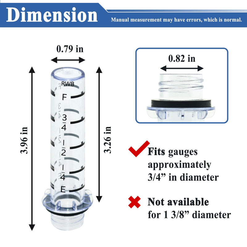 2Pcs 6495 Oil Tank Gauge Scale Vial for 3/4" Gauges, Fuel Oil Equipment Parts, with Gasket