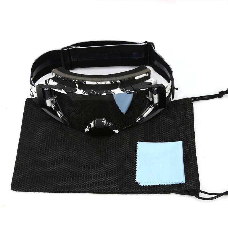 Motocross Goggles Dirtbike ATV Motorcycle Anti-UV Motorbike Ski Goggles Anti-Slip Strap Nose Cover Fit Glasses & Helmet Gray