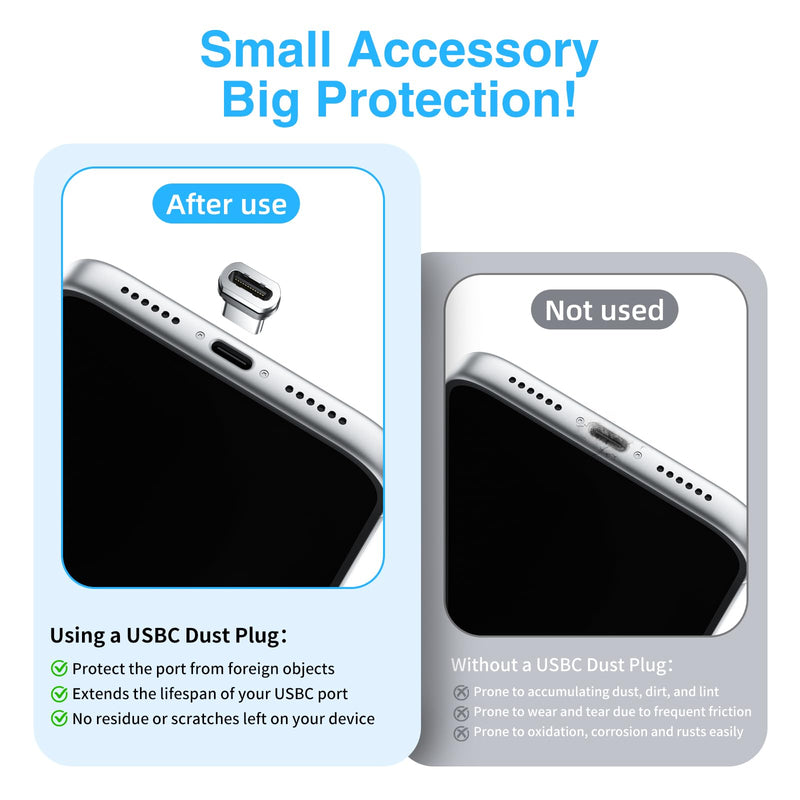 USB C Dust Plugs, 4 Pack USB TypeC Port Anti Dust Cover Not Affect Charging | Compact USB-C Dust Plug & Adapter, Compatible with iPhone 17 16 15 Pro Max Plus Samsung S25 S24 Ultra & Type-C Devices & More