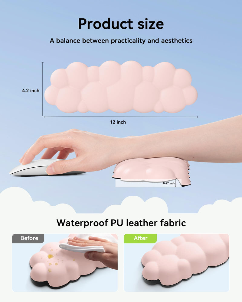 Laborio Elbow Pad for Desk, 2-Pack Cloud Elbow Rest(Pink), Edge Arm Rest | L-Shaped, Leather Surface, Memory Foam, Waterproof, Non-Slip Wrist Support Wrist Rest Pink 2 Pack