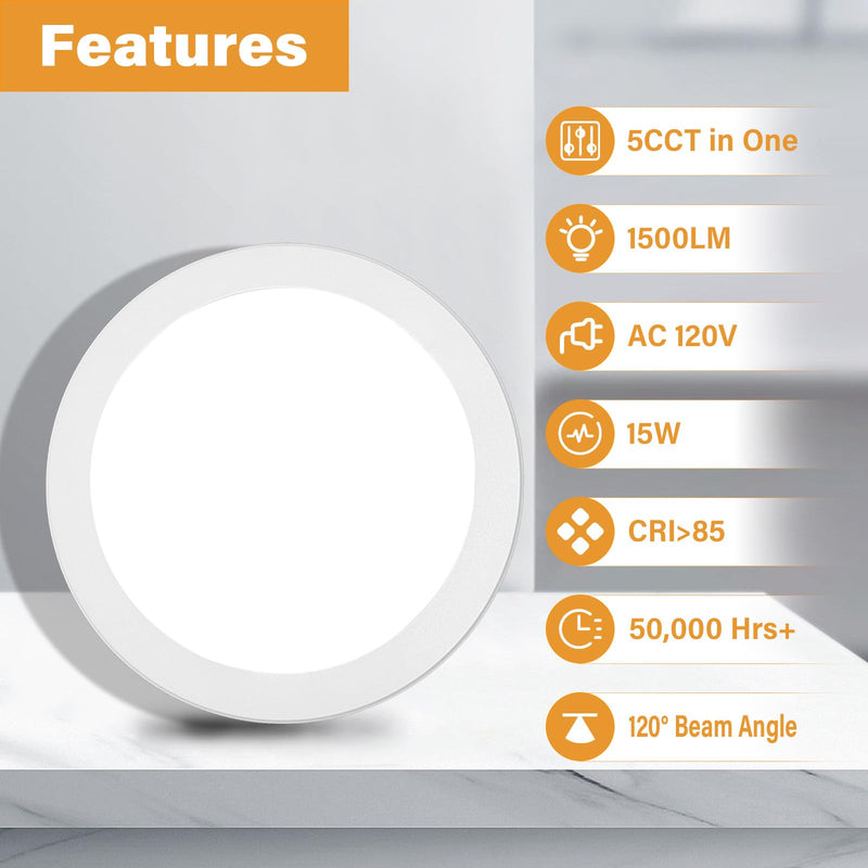 ETL Certified 7 inch Ceiling Light Dimmable Ultra-Slim Round LED Ceiling Lights Flush Mount 2700K/3000K/3500K/4000K/5000K 7'' Flat Ceiling Lamp Fixture for Kitchen,Bathroom,Hallway 5CCT 3 Pack White