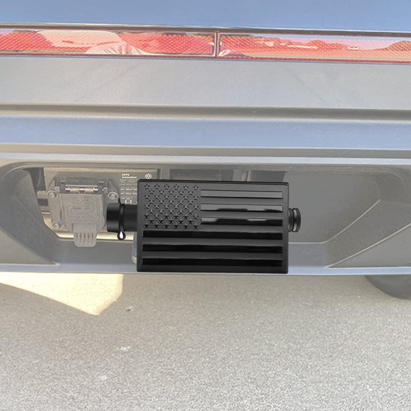 American Flag Metal Trailer Hitch Cover for 2 inch Receivers（with 5/8-Inch Pin Diameter Trailer Hitch Lock ） (Black) black