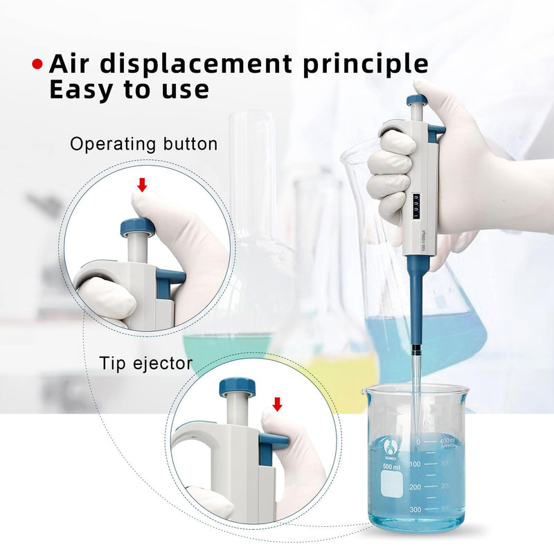 Micropipette 0.5-5ml, Adjustable Pipettor for Laboratory, Single Channel Lab Pipette,Half-Autoclavable 500-5000ul
