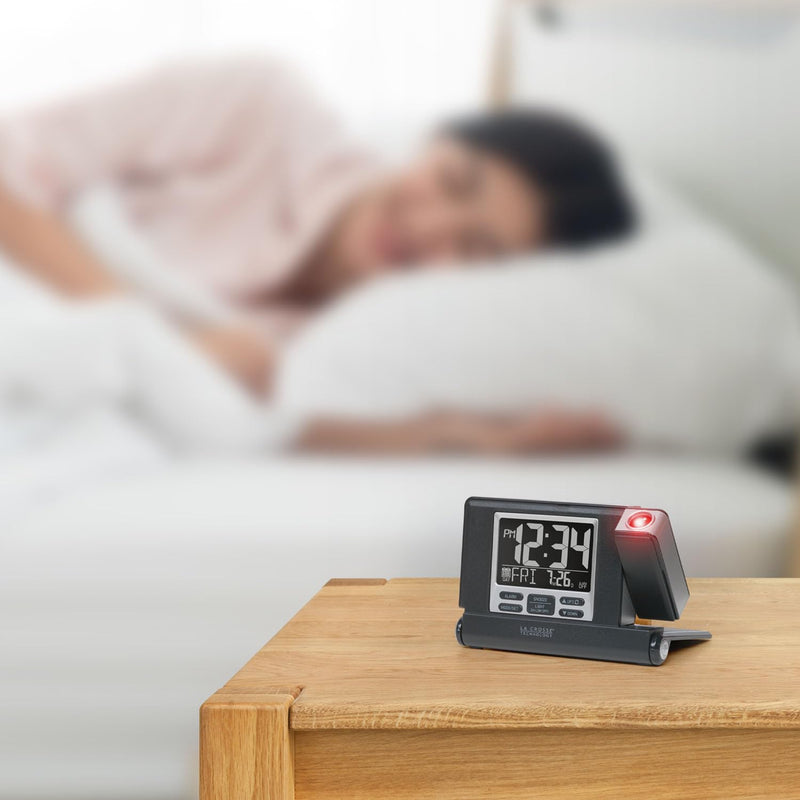 La Crosse Technology 616A-56647-INT Travel Projection Alarm with Fold Out Stand Black