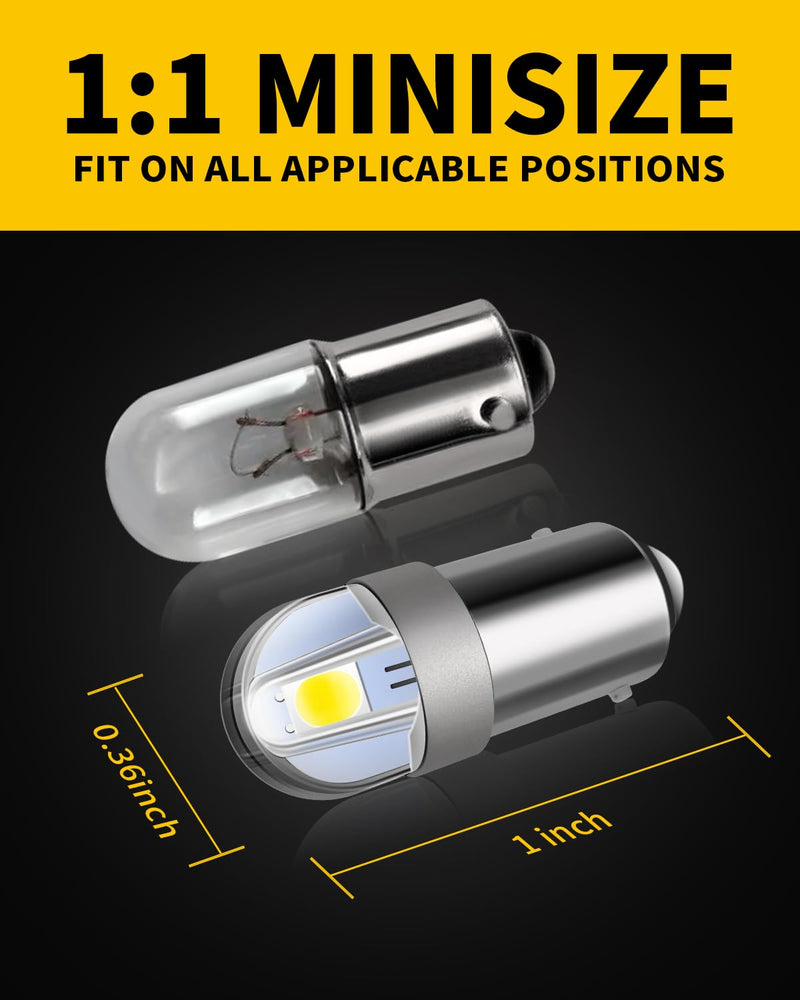 BA9S BA9 1895 1891 53 57 47830 64111 3893 LED Bulb White, Super Bright Canbus Error Free 12 Volt Replacements for Interior Dome Map Lamp License Plate Glove Box Lights (Pack of 10)