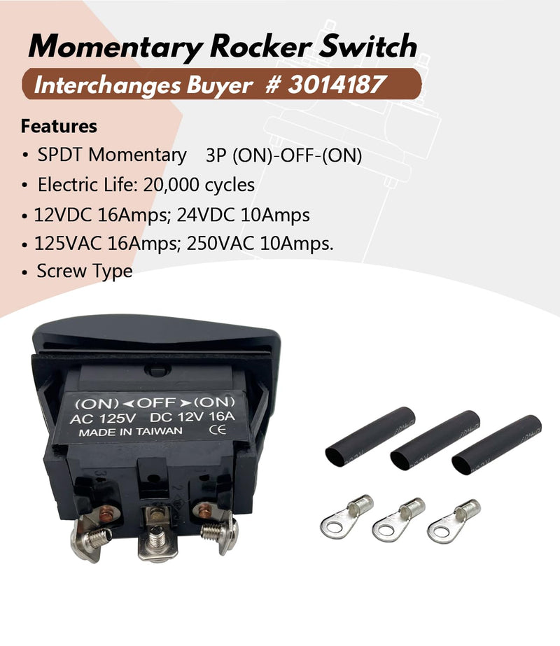Momentary Rocker Switch 3014187 Replacement 12V Forward and Reverse Switch SPDT for Dump Body tarp System Anti-ice System with Bracket 3014188