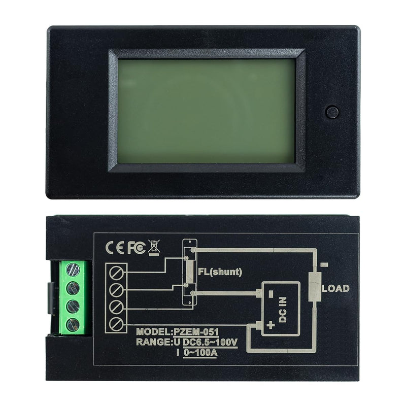  [AUSTRALIA] - DC 6.5-100V 0-100A LCD Display Digital Power Monitoring Meter Voltage Current Power Energy Meter Ammeter Voltmeter Multimeter with 100A Current Shunt
