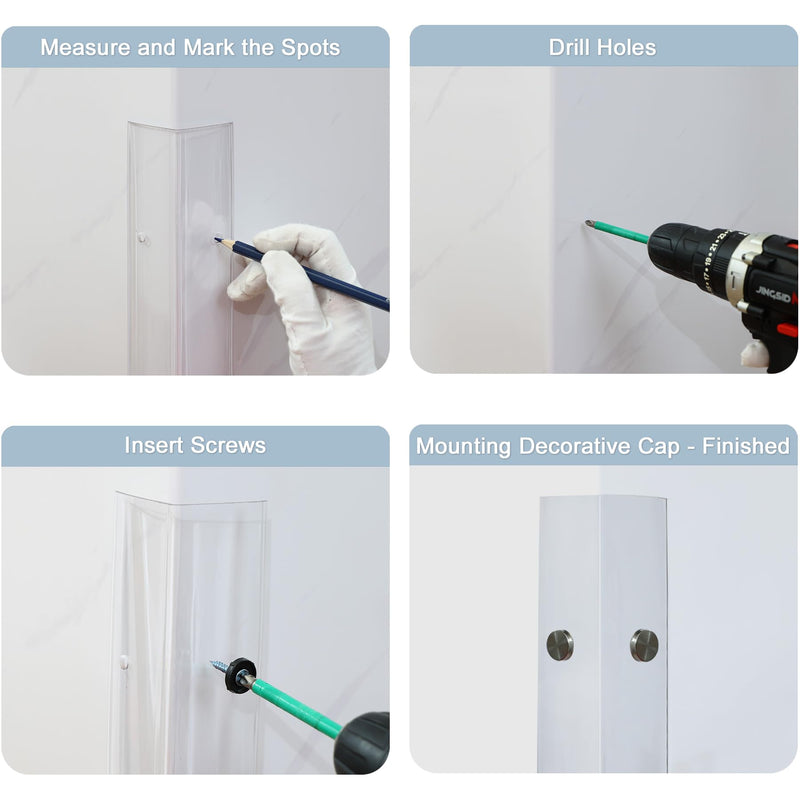  [AUSTRALIA] - Pre-Drilled Wall Corner Protectors, 2pcs x 35.4''L x 1.97''W Clear Screw Fixing Anti-Impact L-Shape Protective Edge Shields & Guards for Door Frame, Sharp Wall