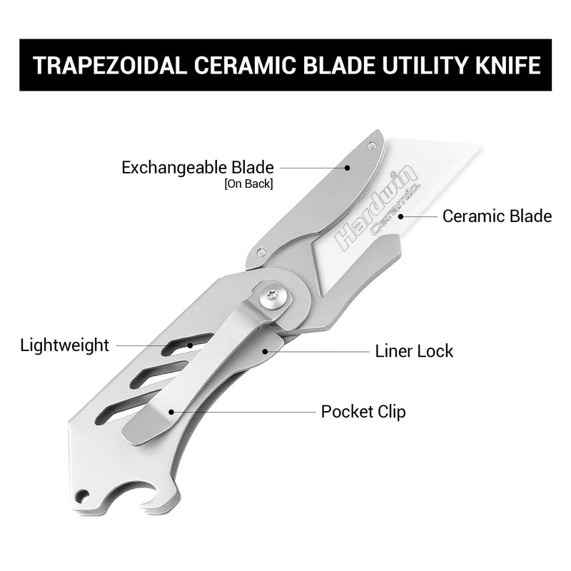 Premium Zirconia Ceramic Utility Knife Blades - 20Pack with Free Metal Holder, Rustproof for Craft & Precision Box Cutting 20
