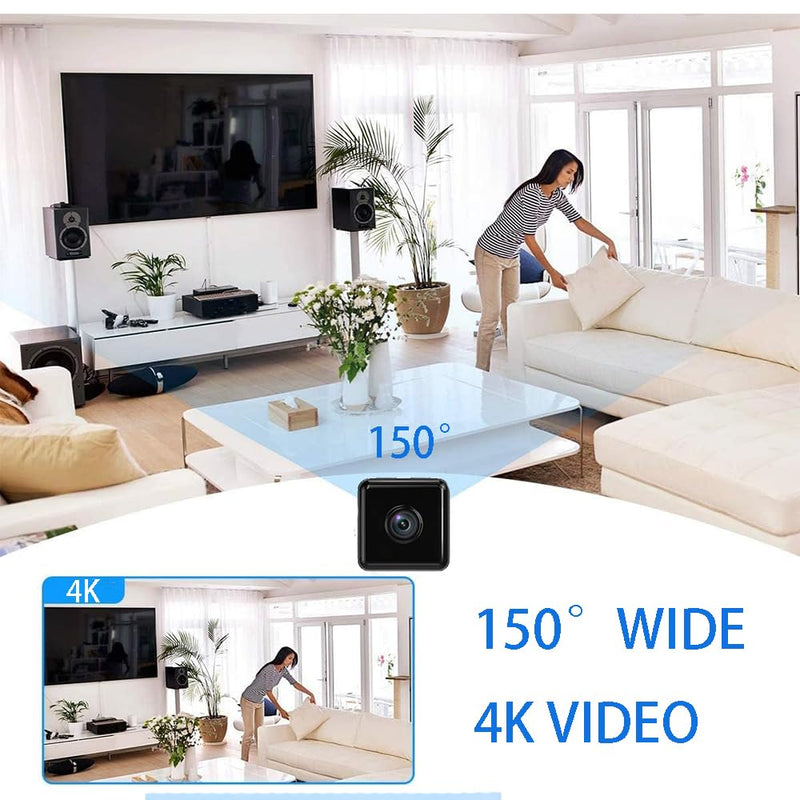 Small Indoor Outdoor Camera Security Wireless Home Cameras 4K Mini WiFi Pet Camaras, HD Tiny Nanny Cam,Wide Angle,Night Vision, Home Indoor Outdoor Camara,Can No Need WiFi Cams For House Security Black Grey