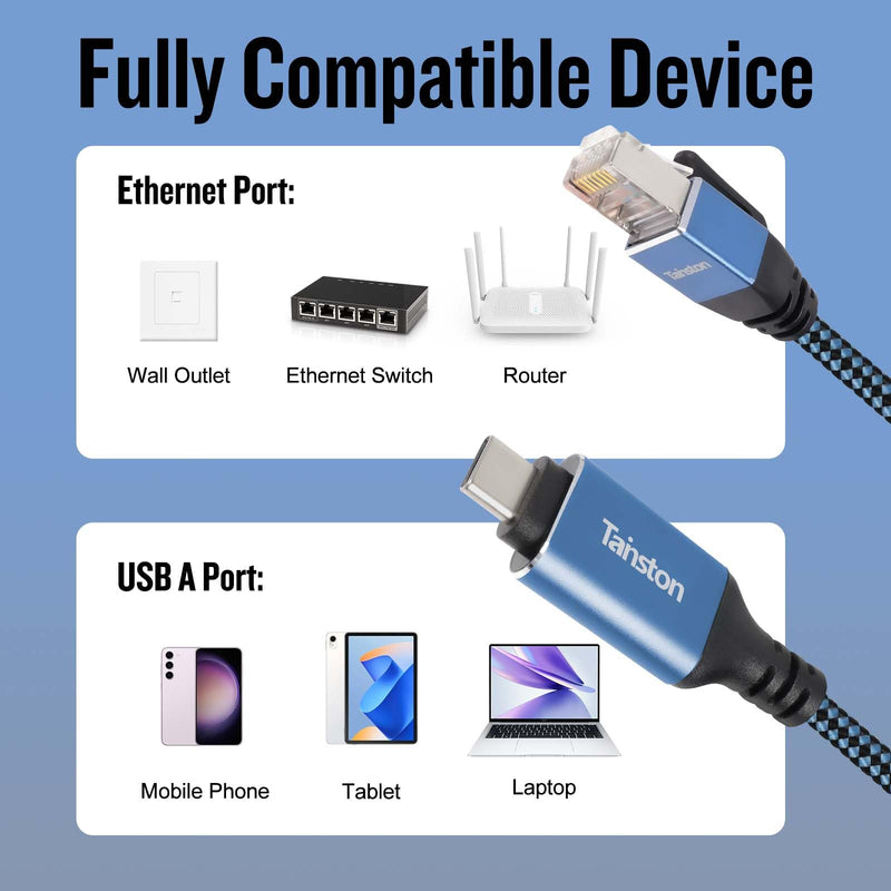 USB C to Ethernet Cable, 4Ft Type C to RJ45 Cable,USB C to Gigabit Ethernet Cable Compatible Thunderbolt 3/4,Directly Connected to Smartphone, Laptop, PC, Switch, Router, Modem and More 4 FT