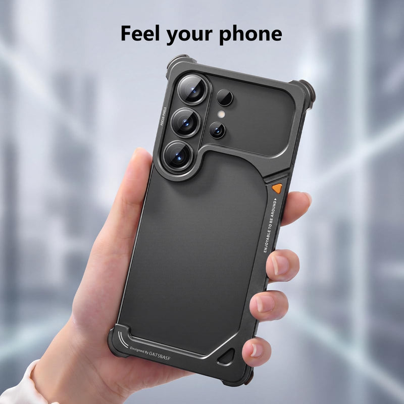 OATSBASF 9 Case for Samsung Galaxy S26 Ultra Bumper Case Metal Black | Aluminum Frame Slim Fit No Back Design, Compatible with MagSafe, Shockproof Protection, Minimalist Frameless Phone Case