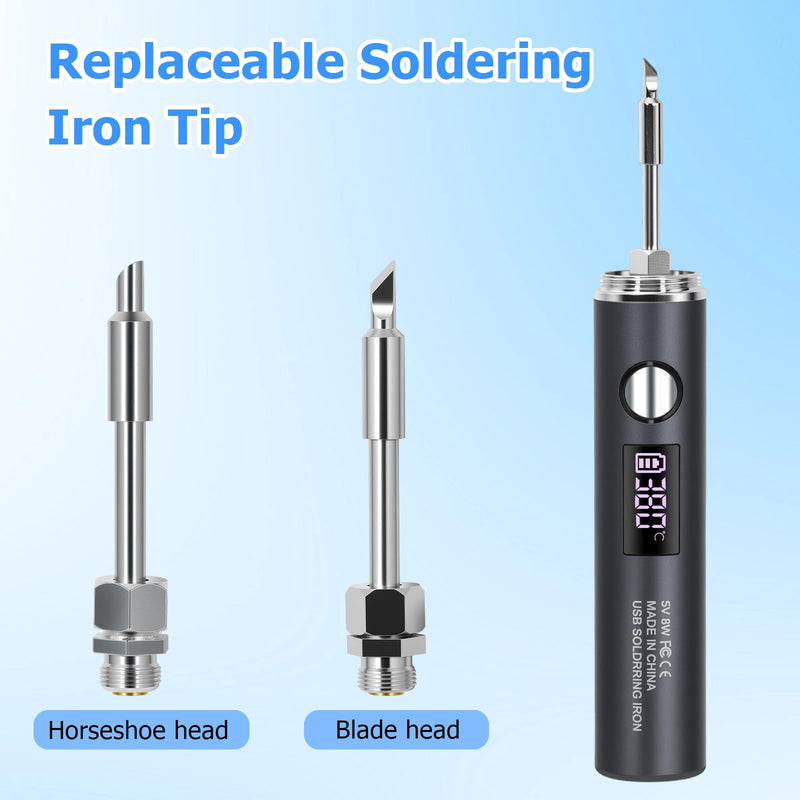 Cordless Soldering Iron, 10-Piece Kit 1400mAh Rechargeable Soldering Iron, 7 Seconds Fast Heating 500°F-788℉, Adjustable Temperature with LED Light for Electric Repairs & DIY Projects