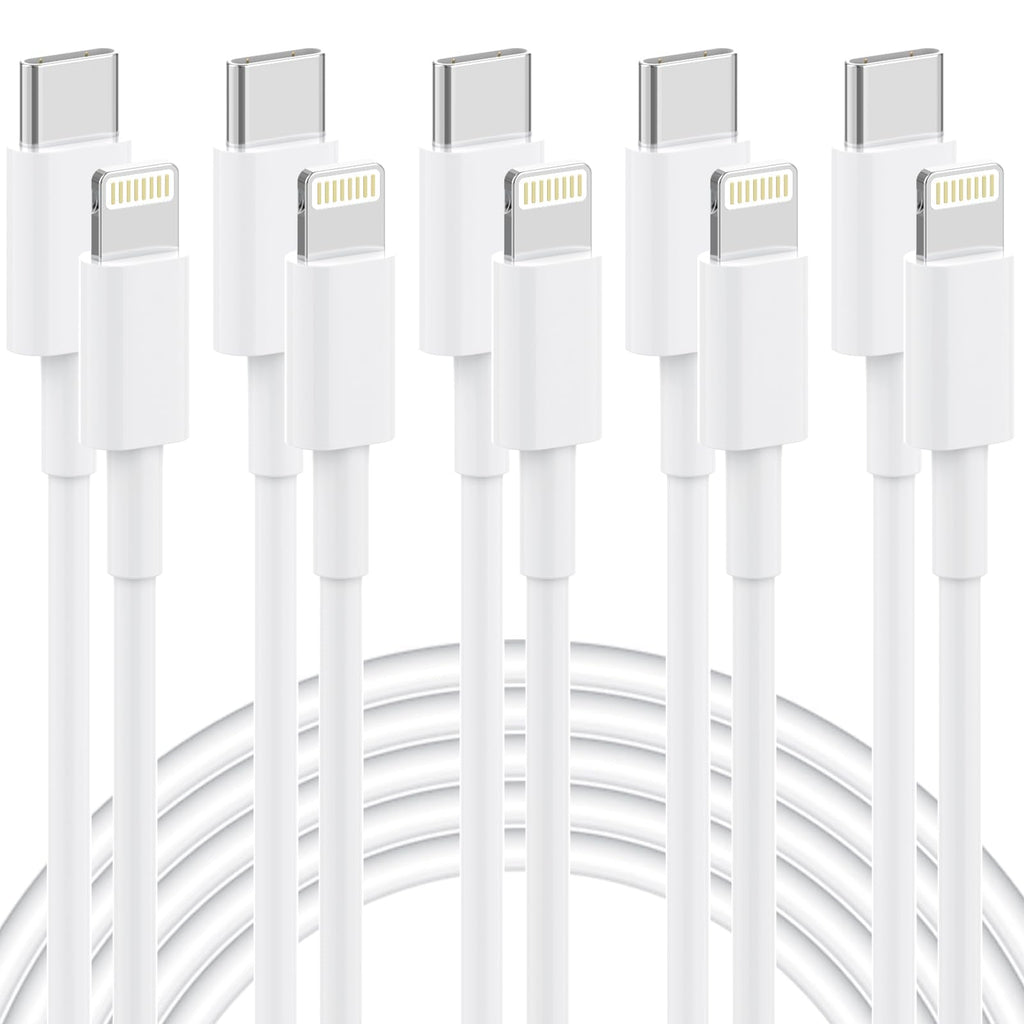 USB C to Lightning Cable [Apple MFi Certified] 5 Pack 6/6/6/6/6 FT iPhone Charger Type C to Lightning Cable Power Delivery Fast Charging Cord Compatible with iPhone 14/13/12/11/XS/XR/X/8 White