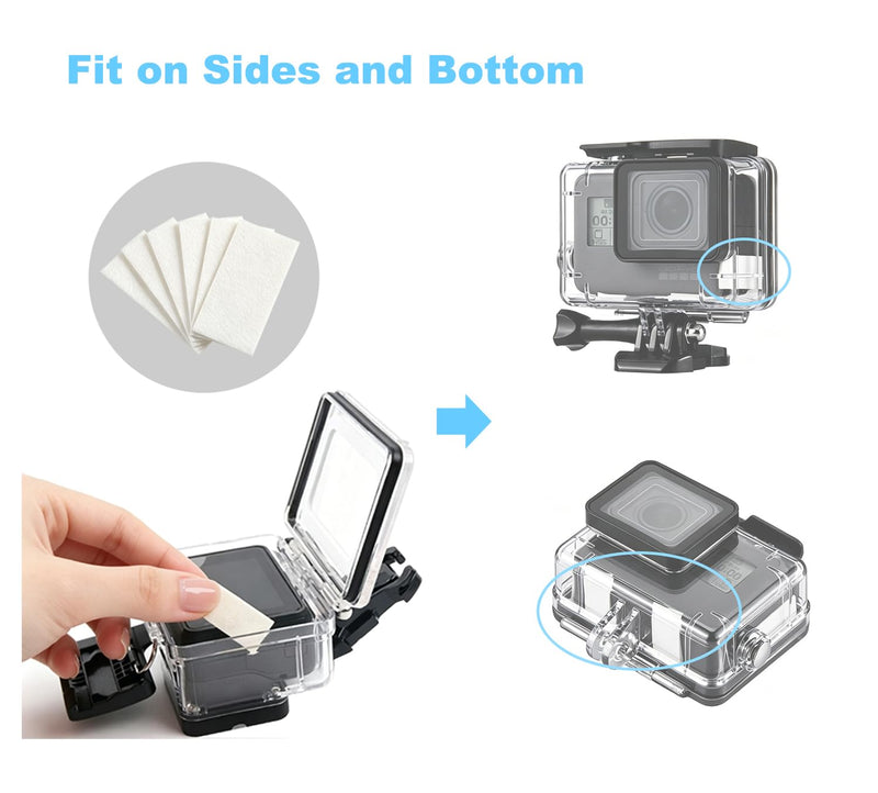 60pcs Anti Fog Inserts Moisture Absorbing Strips Humidity Removing Defogger for GoPro Hero 13/12/11/10/9/8/7/6/5/4/3 Action Camera Underwater Dive Housings, DJI OSMO Insta360 Waterproof Case 60pcs