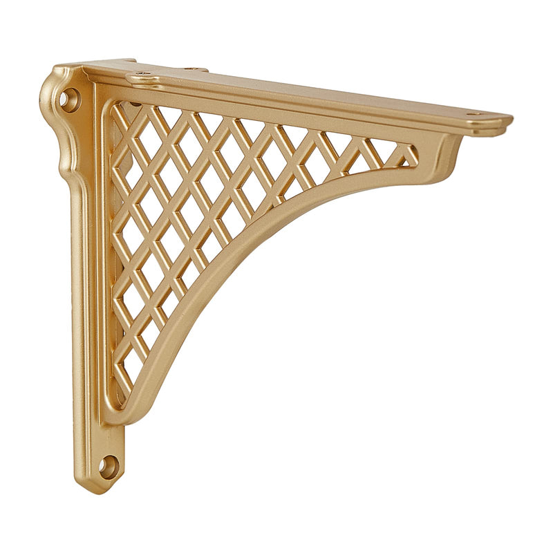 HARPOON 2 Pack Heavy Duty Cast Iron Victorian Shelf Bracket, 8 Inches Gold Baroque L-Shaped Shelf Brackets, DIY Projects, Hardware Included 8 Inch