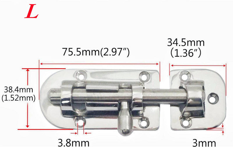 1/2Pack Stainless Steel 316 Door Window Lock Latch ，Marine Barrel Bolt Clasp Sliding Hasp Locks Push Pull Toggle Buckle W/Rubber gaskets (2Pack, Length: 110mm 4.33inch) 2Pack