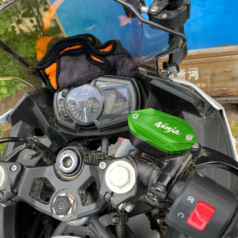 Compatible with Ninja 500 2025 Ninja 500SE 2024 Ninja 400 ninja400 2018-2024 CNC Motorcycle Rear and Front Brake Fluid Reservoir Cover Cap