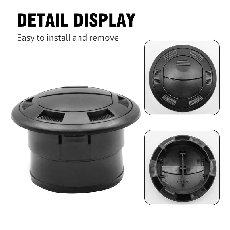75mm Universal Air Conditioning Warm Air Vent Deflector, Round Dashboard Air Vent for Car RV Without Grilles (Black)
