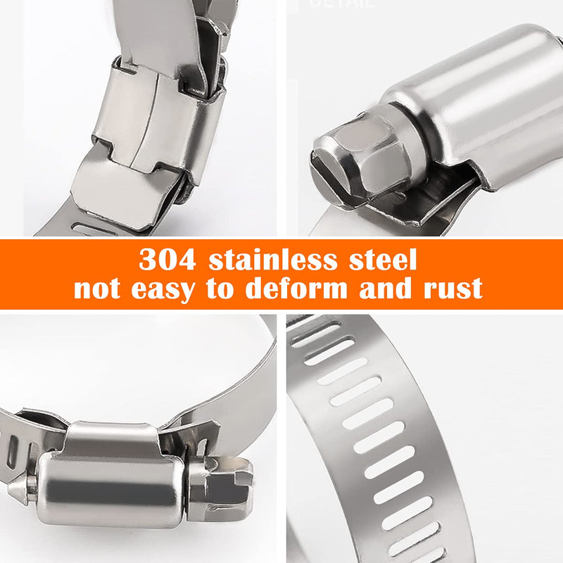Dianrui 42 PCS Hose Clamps Assortment Kit 1/4"–1-1/8" (6-29mm) Hose Clamps Stainless Steel 304 Worm Gear Fuel Line Hose Clamp for pipe, Fuel Line, Plumbing, Intercooler, Tube, Automotive and Marine 1/4"–1-1/8"42PCS Kit