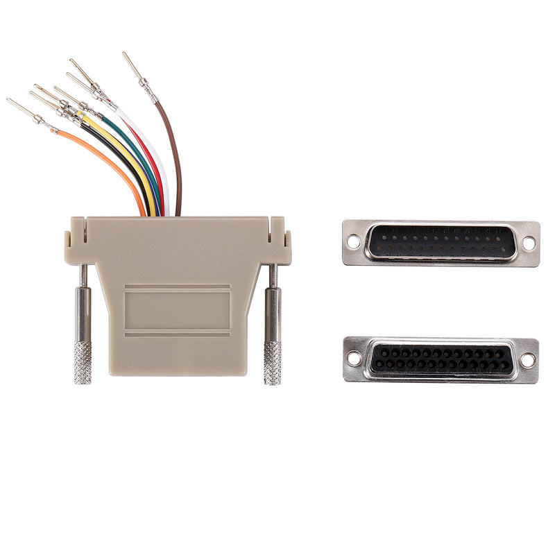 10PCS DB25 Male Ethernet Adapter, 25 Pin Serial Port Male to RJ45 Ethernet LAN Extend Modular Converter, M/F
