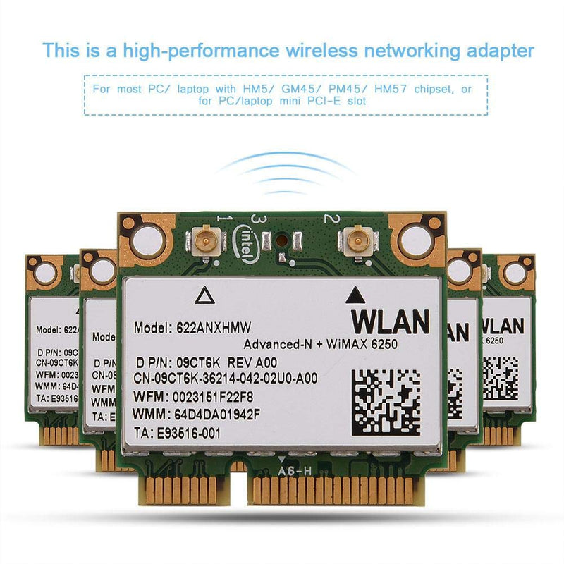 2.4G/ 5G Dual Band Wireless, 300Mbps AC 802.11 A/B/H/G/N Half Height Mini PCI-E WiFi Network Card for 6250 WiMax Compatible with DELL/Asus/Toshiba/Acer