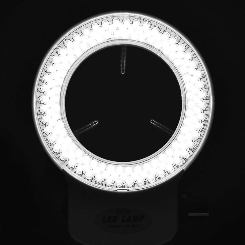 LED Ring Light 144 LED Beads Brightness Adjustable Ring Lamp Light Source for Stereo Microscope Camera(Black US Plug)