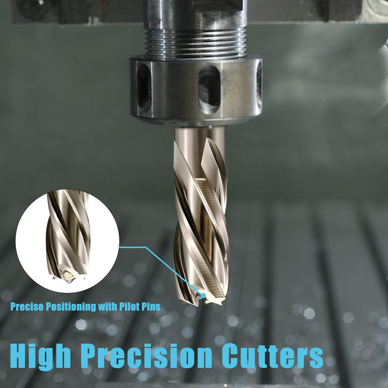 6pcs M2 HSS Annular Cutter Set 1" Depth 1/2"-1-1/16" 3/4" Weldon Shank | Mag Drill Bits for Magnetic Drill Press, Includes 2 Pilot Pins & 1 Hex Wrench, for Steel, Aluminum and Copper 1/2"-1-1/16" 6PCS HSS 1" Cutting Depth