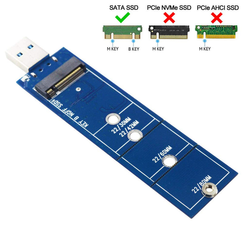 M.2 to USB Adapter, B Key M.2 SSD Adapter USB 3.0 (No Cable Needed), USB to 2280 M2 SSD Drive Adapter, NGFF Converter SSD Reader Card