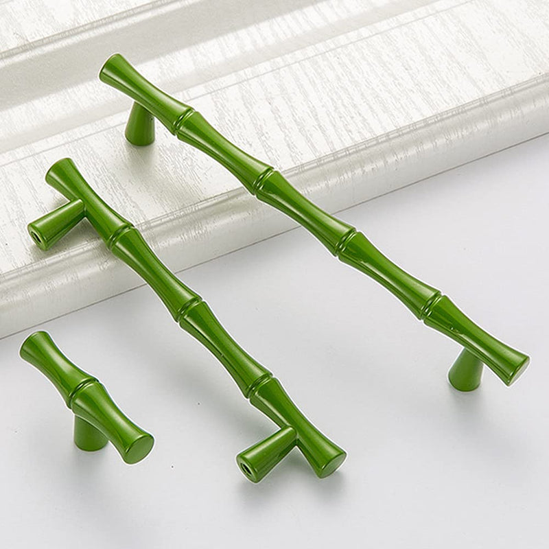 10pcs Cabinet Handles Hole Centers 5",Bamboo Shape Kitchen Cupboard Dresser Closet Drawer Door Pulls Green Pull - 5 in Hole Centers