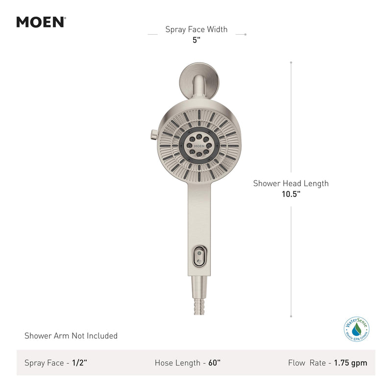Moen Chrome Handheld That Saves Hot Water with Eco-Performance and Magnetic Docking System, 230H2EP