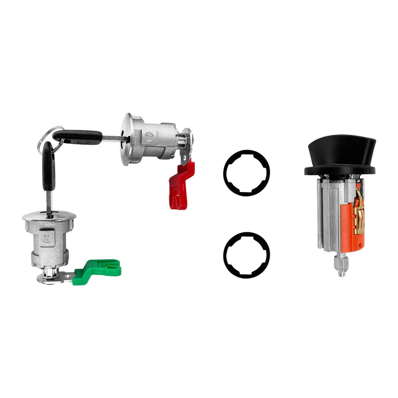 Door Lock Cylinders & Ignition Switch with Keys, Compatible with 97-08 Ford E150/250/350, 97-07 Ranger, 97-03 Explorer, 01-05 Explorer Sport Trac & More, Replace# LC6177, DL5886 X2, 597638 (No chip) LC6177 + DL5886 X2 + 597638