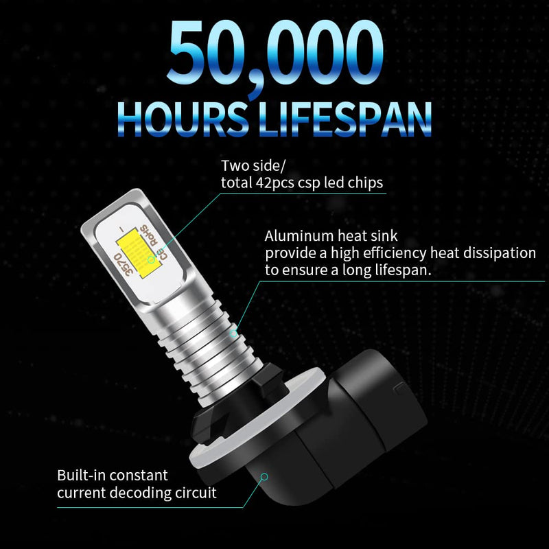  [AUSTRALIA] - Compatible with Polaris Sportsman 300 400 450 500 550 570 600 700 800 850, Compatible with Sportsman RZR 570, ACE, Hawkeye, 881 886 889 894 fog light Bulbs, 6000LM 6000K，Pack of 3