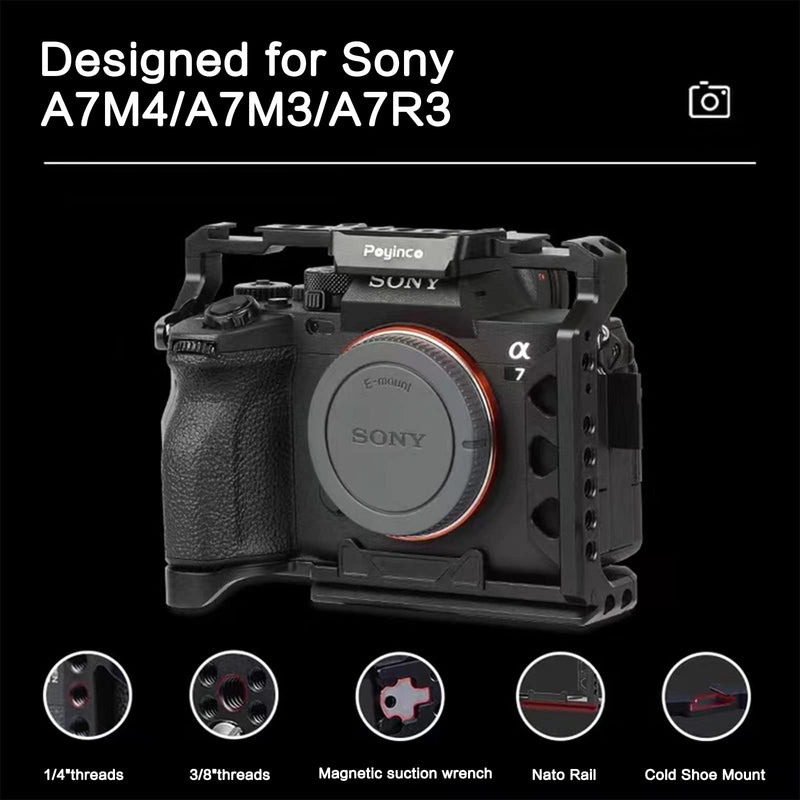 Camera Cage with Standard Cold Shoe for Sony A7M4 Camera.