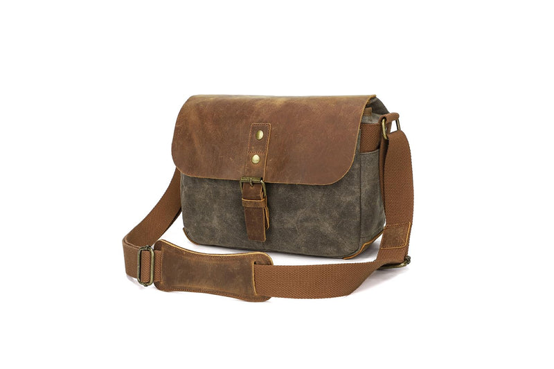 Camera Bag, SLR DSLR Waterproof Canvas Camera Case, Vintage Padded Shoulder Bag for Women and Men (Army Green) Army Green