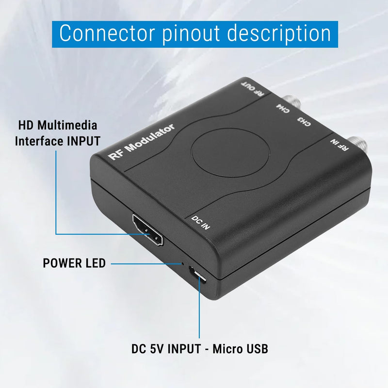 HDMI to RF Modulator for TV Game Console | Plug and Play Coax RF Converter for TV, 1080P PLL Control NTSC Output CH3/CH4 RF Converter for Antenna TVs and Game Consoles