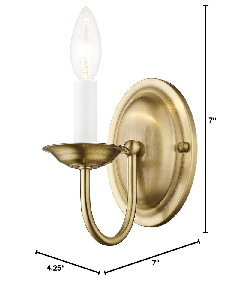 Livex Lighting 4151-01 Wall Sconce with No Shades, Antique Brass, 4.25"W x 7"H