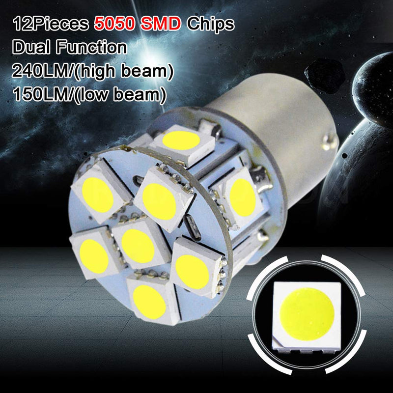 Ruiandsion 2pcs 1157 LED Bulb White 6V BAY15D 5050 12SMD LED Light Bulbs for Back Up Reverse Lights Brake Lights Tail Lights,Non-polarity 1157/BAY15D