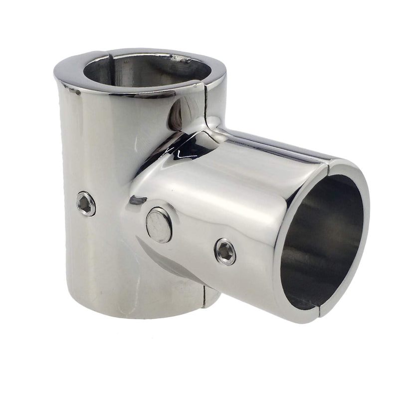 NRC&XRC Heavy Duty 316 SS Polished Boat Hand Rail Fitting- 90 Degree T/Tee Hinged/Split for 7/8" OR 1 INCHTube 7/8"