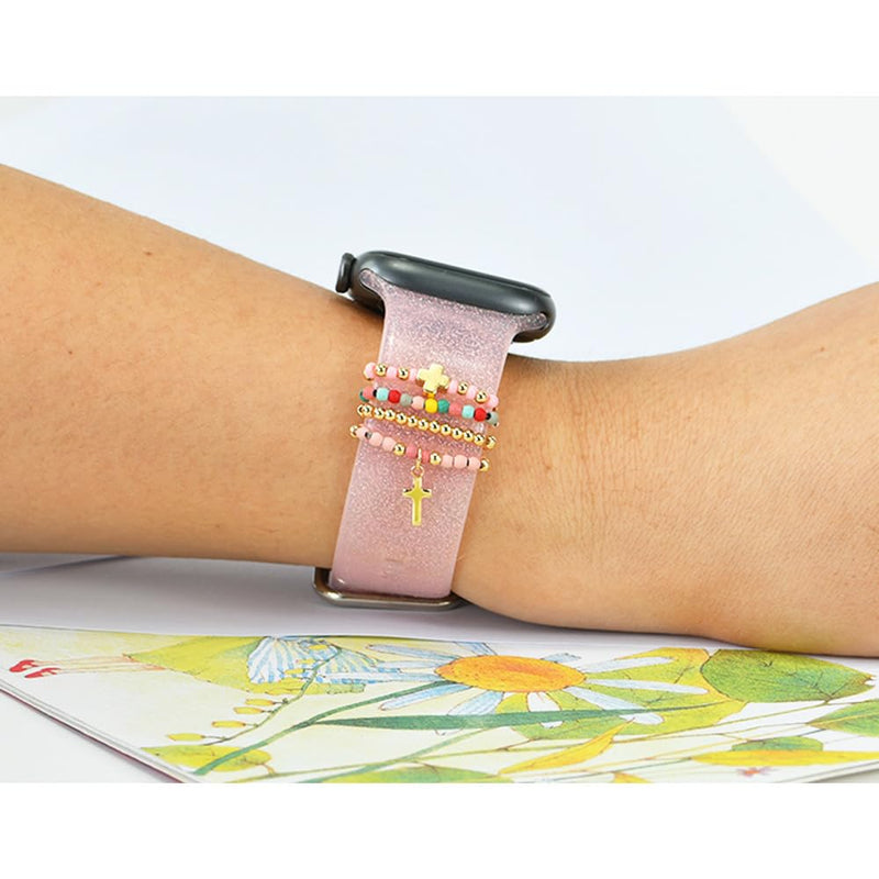 Watch Band Charms for Apple Watch, Gold, 4 Pieces double cross