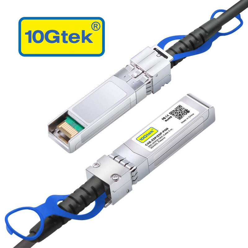 10Gtek 25G SFP28 SFP+ DAC Cable - 25GBASE-CR SFP28 to SFP28 Passive Direct Attach Copper Twinax Cable for Dell 470-ACEY, 5-Meter(16.5ft) 5m For Force10 Black