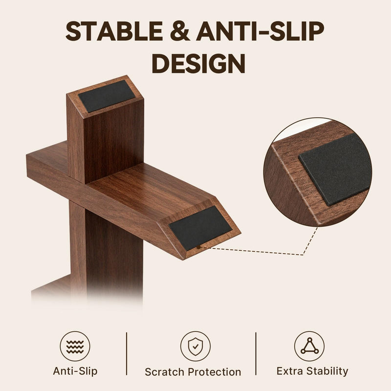 ASFSKY Wood Controller Holder and Headphone Stand, 3-in-1 Gaming Equipment | Dual Controller Stand with Non-Slip Base; Universal Headset Stand for PS5, Xbox Series X|S, Switch and Gaming Accessories