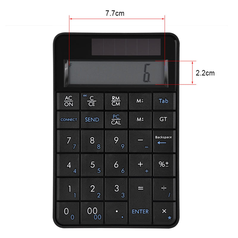 MC-56AG 2 in 1 Numeric Keypad & Calculator, 29 Keys Mini 2.4G USB Calculator with LCD Display, Switch by Pressing PCCal, Ideal for Office, Black